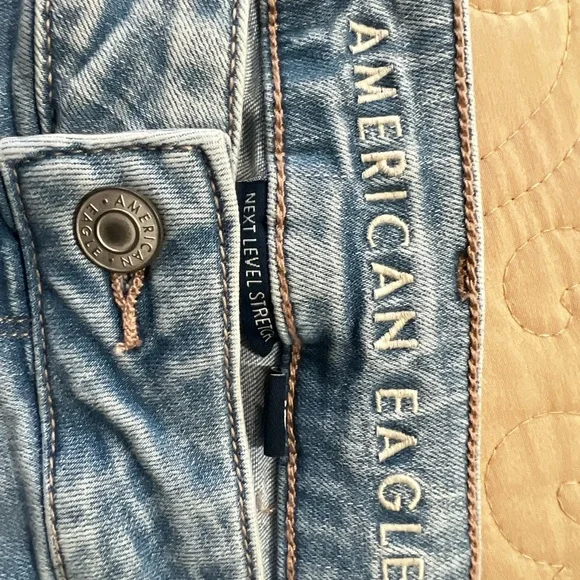 American Eagle Outfitters Light Blue Distressed Flare Jeans - Picture 4 of 5